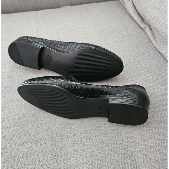 Trotters Liz Women's Sz 11M Black Leather Woven Loafers Flat Shoes - Picture 3 of 7